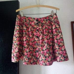 Forever21 Pink Floral Button Skirt
